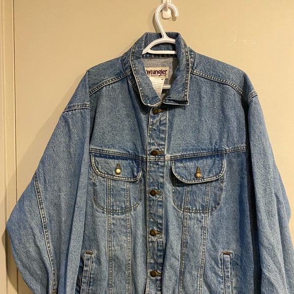 Wrangler Hero Rugged Wear Trucker Jacket Jean Denim Mens Grunge 90s Y2K - Picture 1 of 3